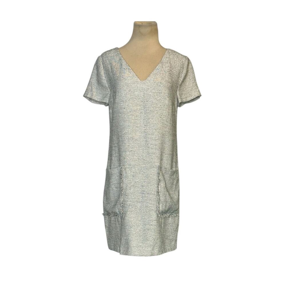 1.State gray tweed short sleeves shift mini dress size Small